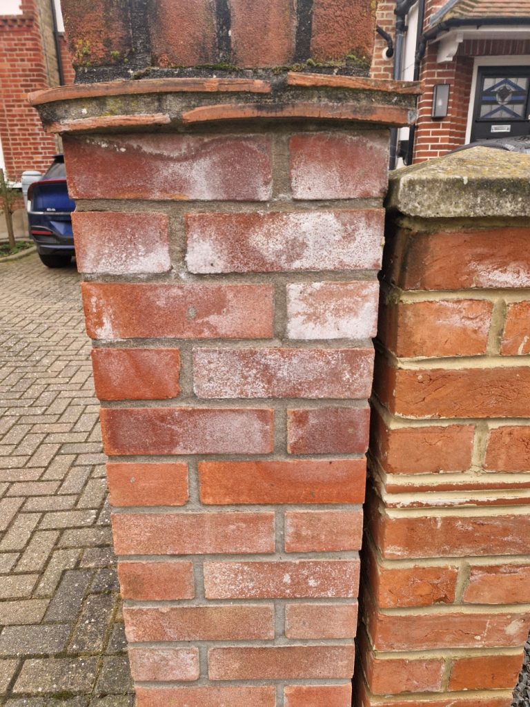 Brickwork showing effects of effloresence