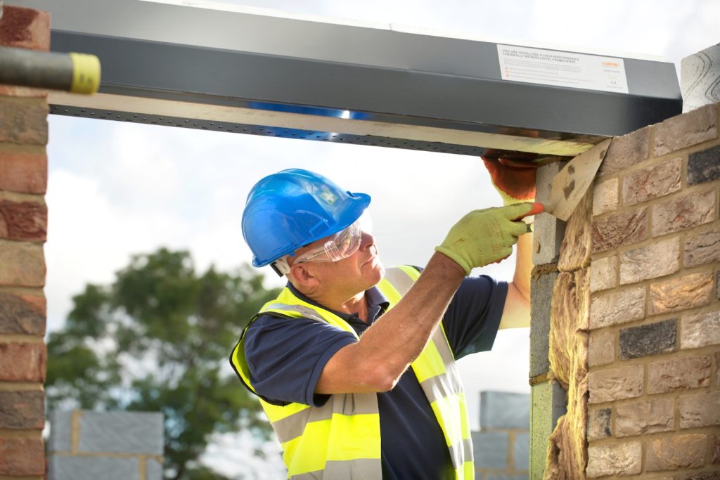 Builder installs a Catnic lintel