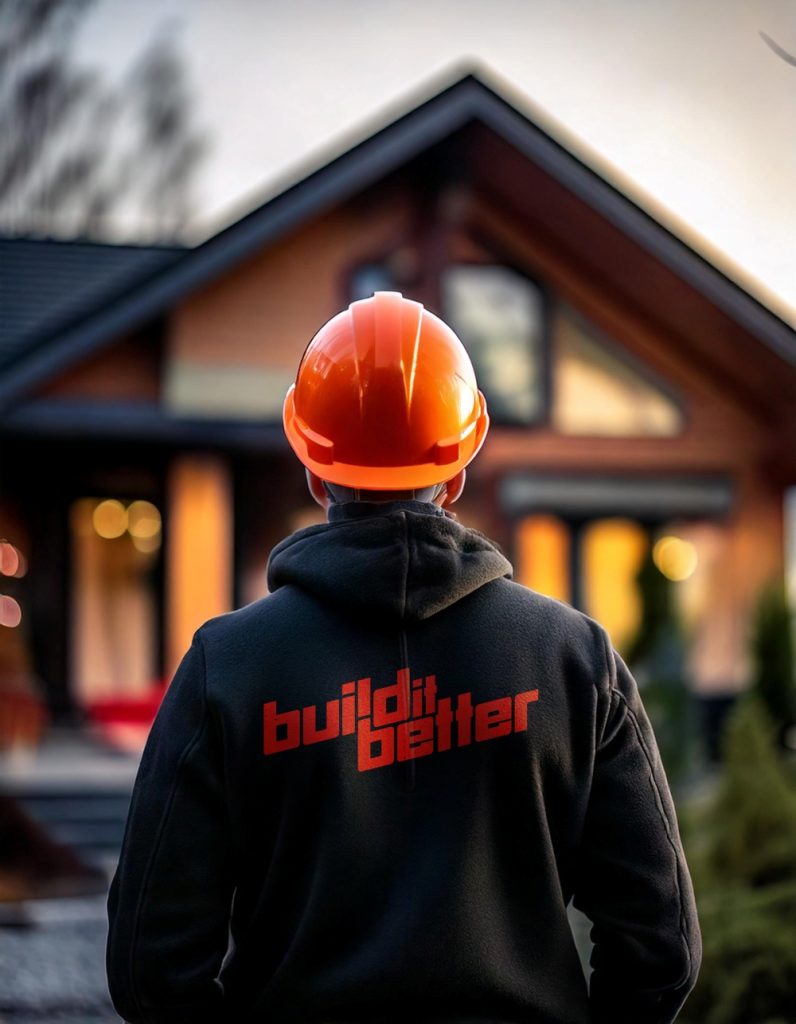 Builder wearing Catnic branded hoodie