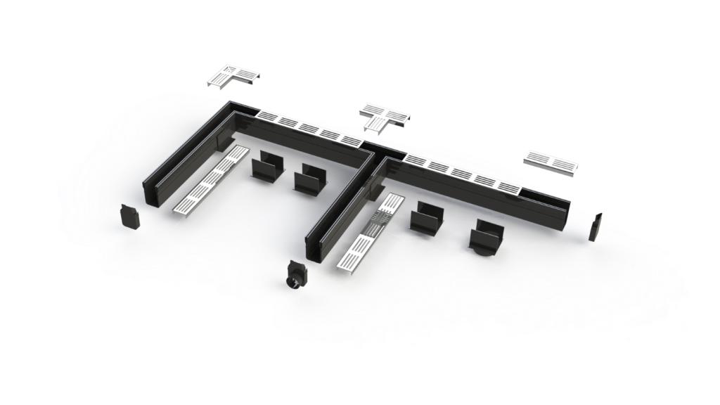 Deconstructed view of Hauraton's household drainage showing the parts included