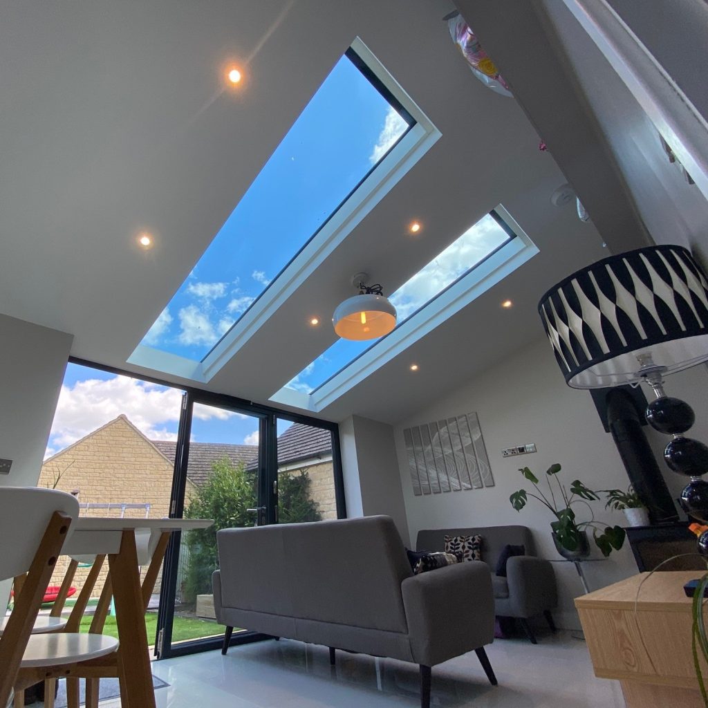 Living area with skylight using TuffX glass
