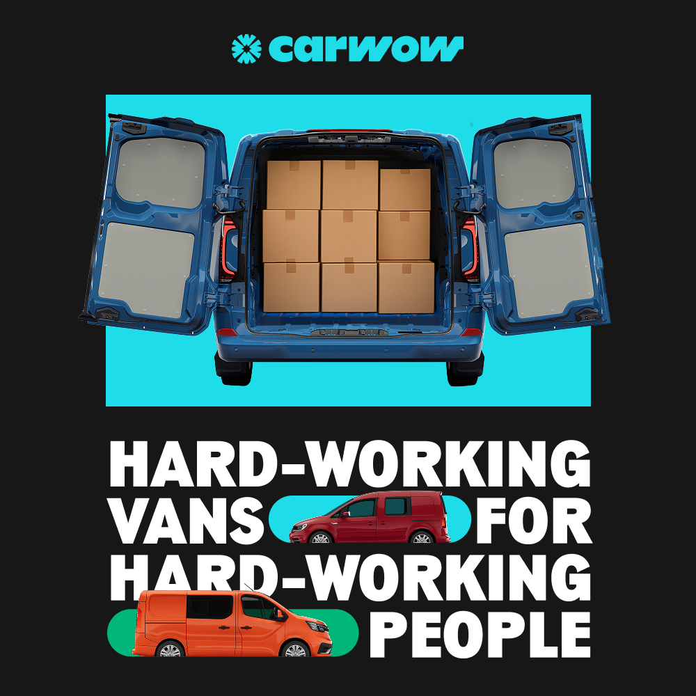 Carwow graphic that says Hard Working vans for hard working people